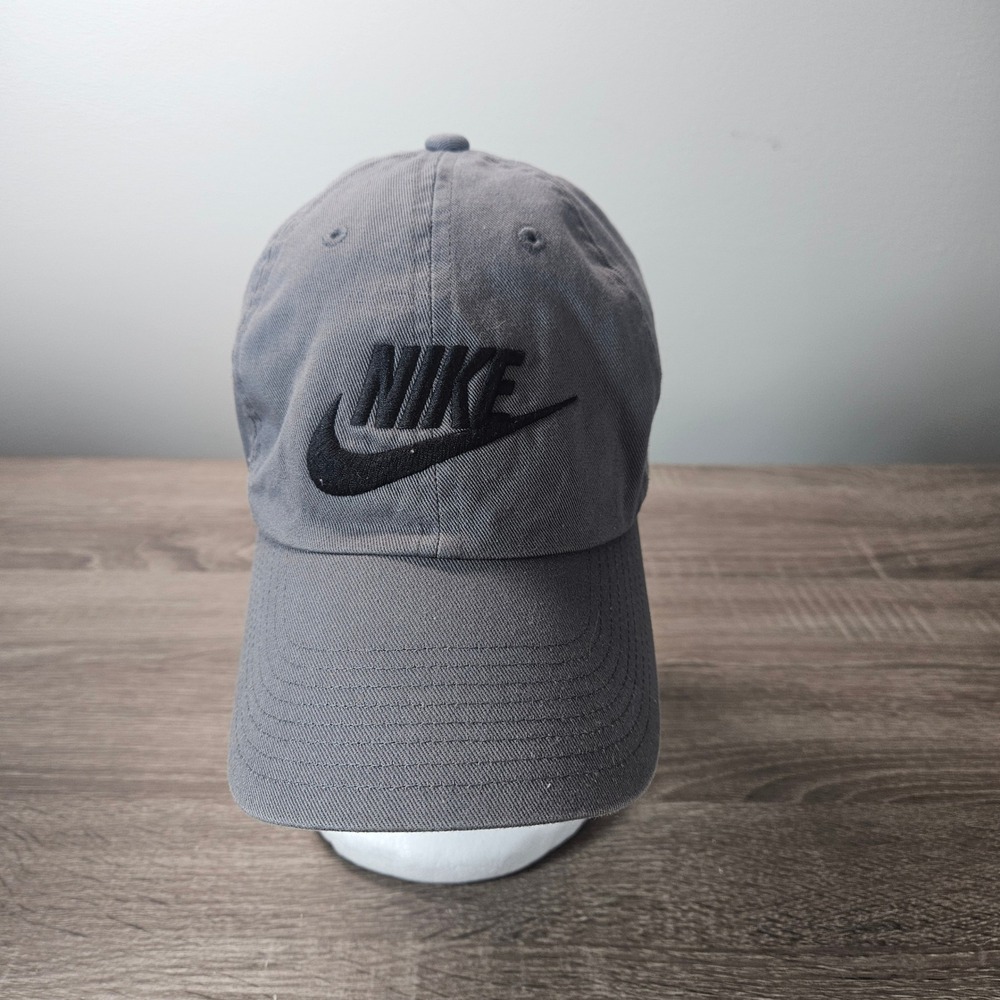 Nike Heritage 86 Adjustable Hat Gray Black Embroidered Futura Logo Dad Cap OSFM